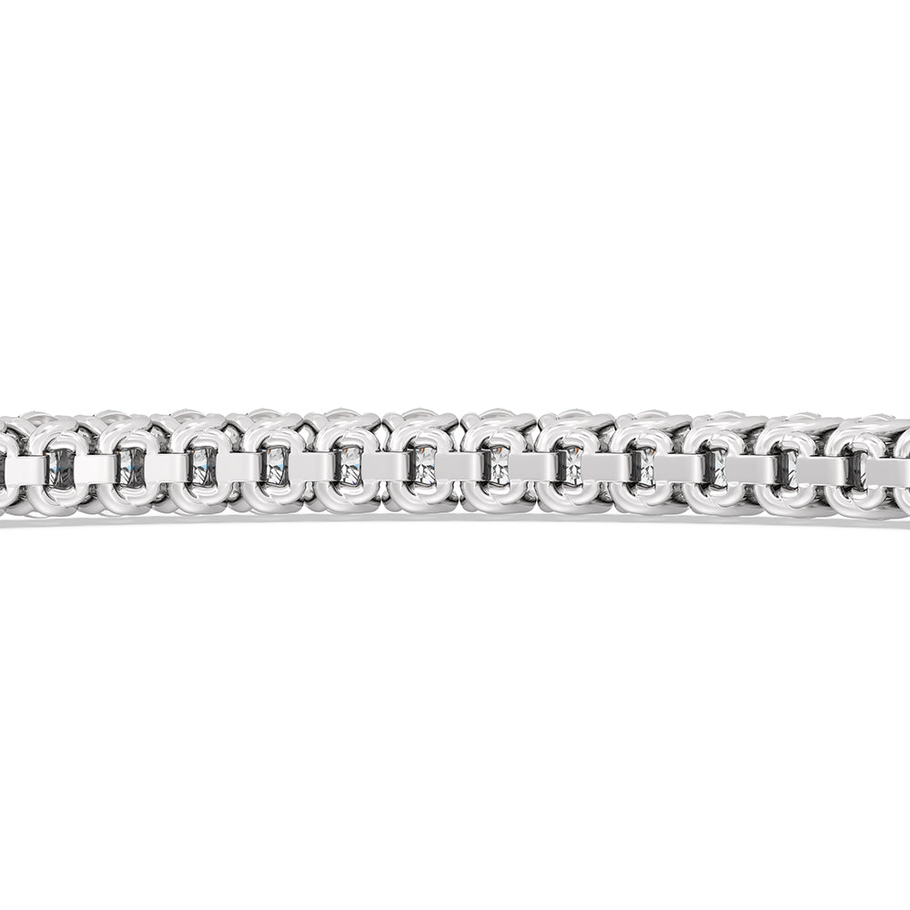 Oval Tennis Bracelet with 3 Cut Diamond in 14KT White Gold view 8
