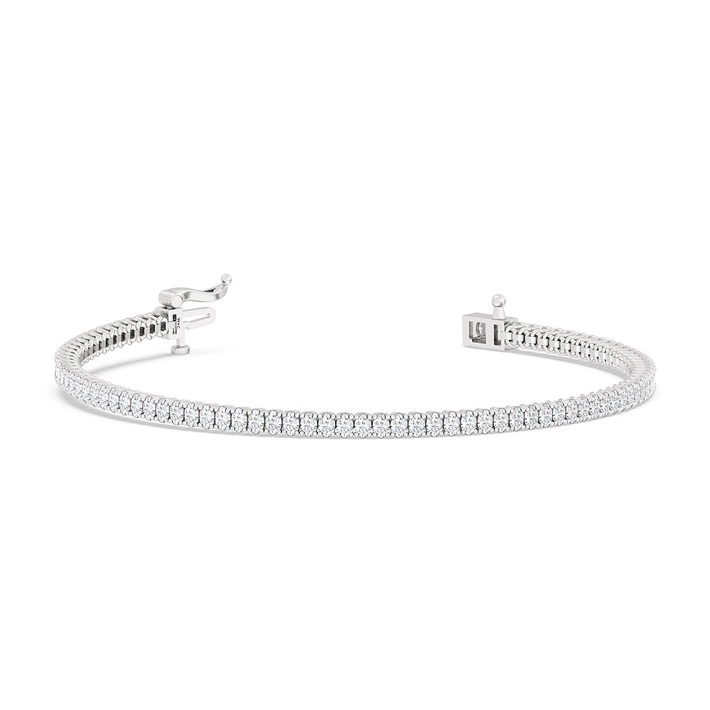 Oval Tennis Bracelet with 3 Cut Diamond in 14KT White Gold view 2

