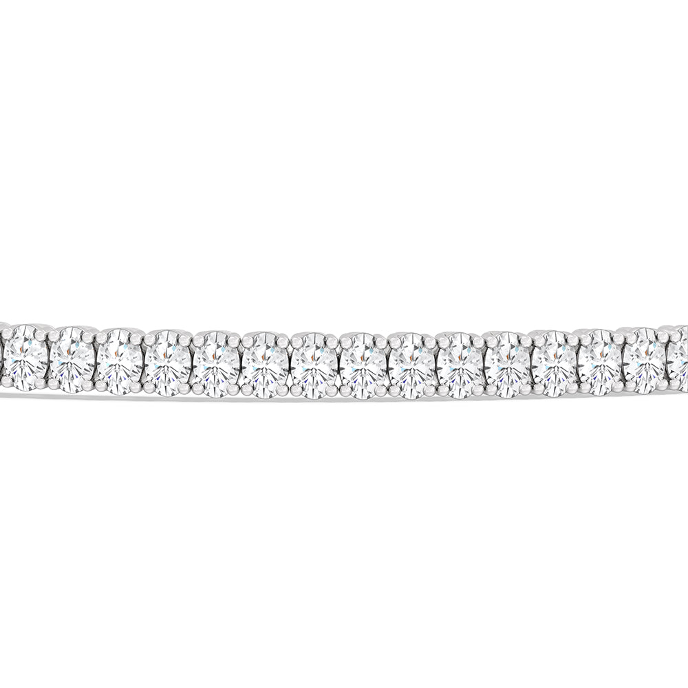 Oval Tennis Bracelet with 3 Cut Diamond in 14KT White Gold view 6
