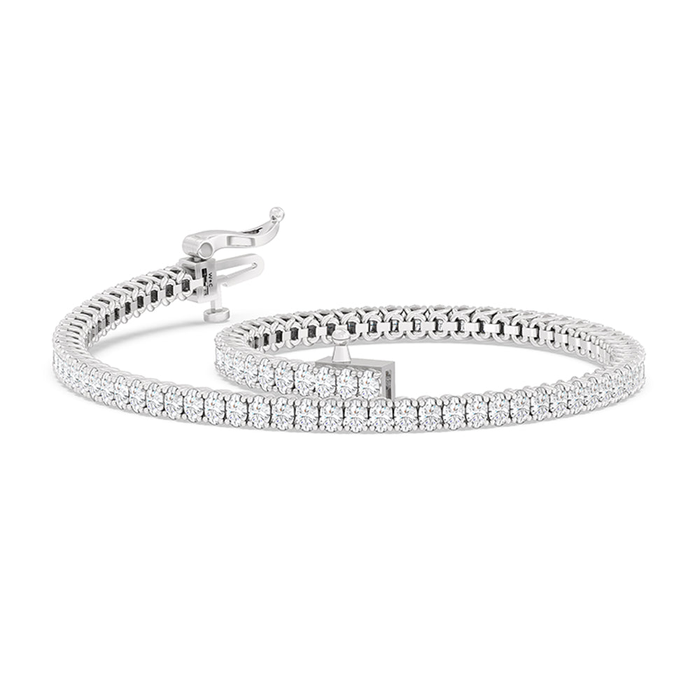 Oval Tennis Bracelet with 3 Cut Diamond in 14KT White Gold view 5
