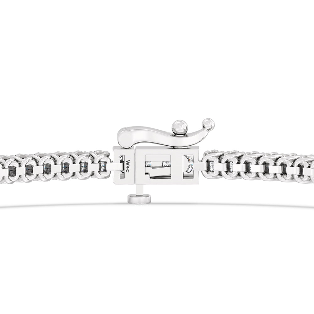 Oval Tennis Bracelet with 3 Cut Diamond in 14KT White Gold view 7
