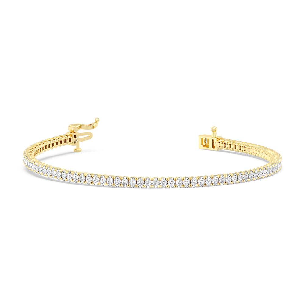 Oval Tennis Bracelet with 3 Cut Diamond in 14KT Yellow Gold view 2
