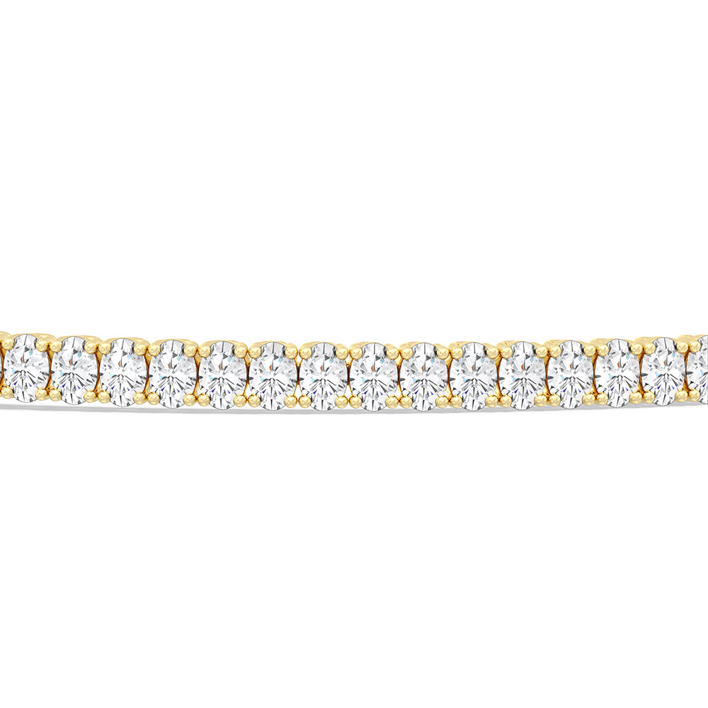Oval Tennis Bracelet with 3 Cut Diamond in 14KT Yellow Gold view 6
