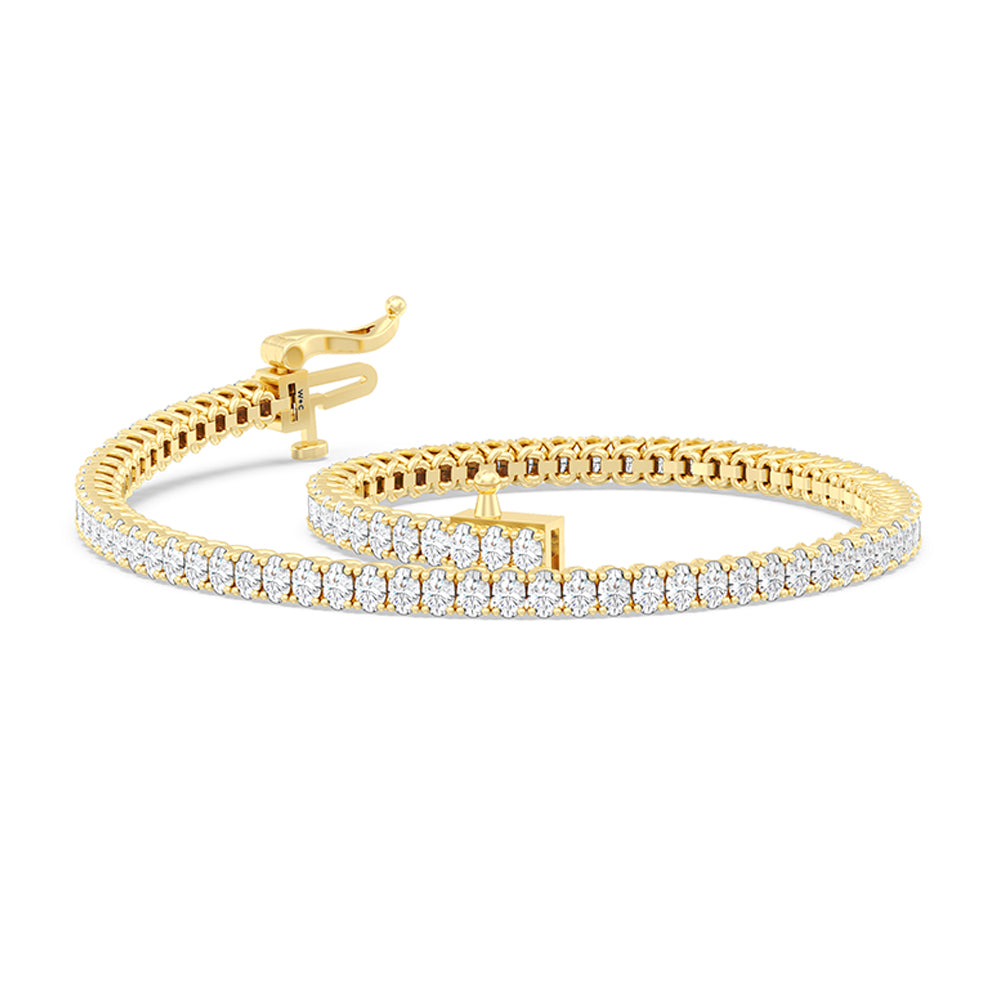 Oval Tennis Bracelet with 3 Cut Diamond in 14KT Yellow Gold view 5
