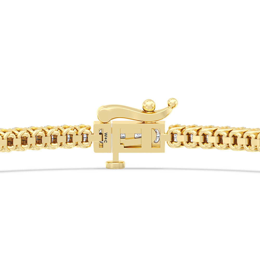 Oval Tennis Bracelet with 3 Cut Diamond in 14KT Yellow Gold view 7
