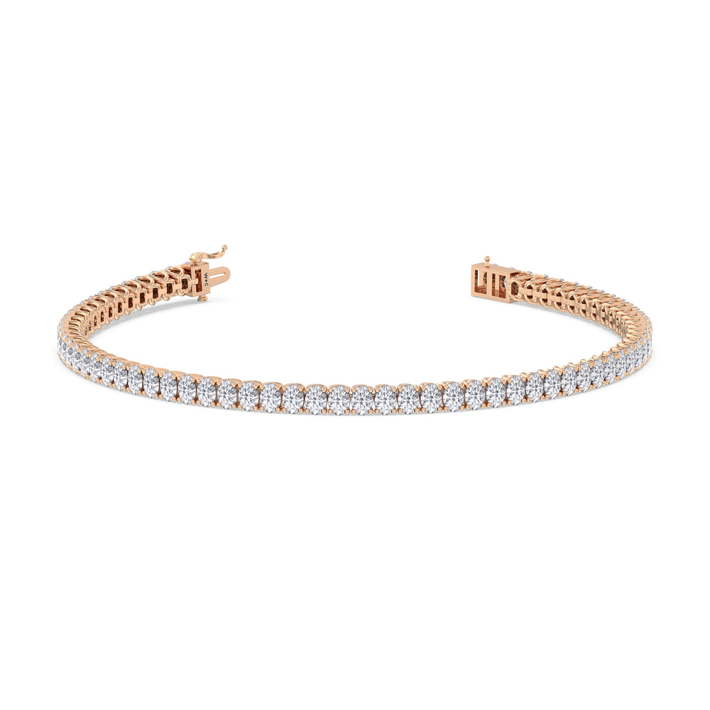 Oval Tennis Bracelet with 4 1/2 Cut Diamond in 14KT Rose Gold view 2
