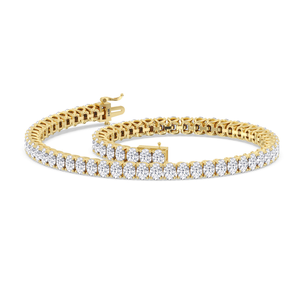 Oval Tennis Bracelet with 4 1/2 Cut Diamond in 14KT Yellow Gold view 5
