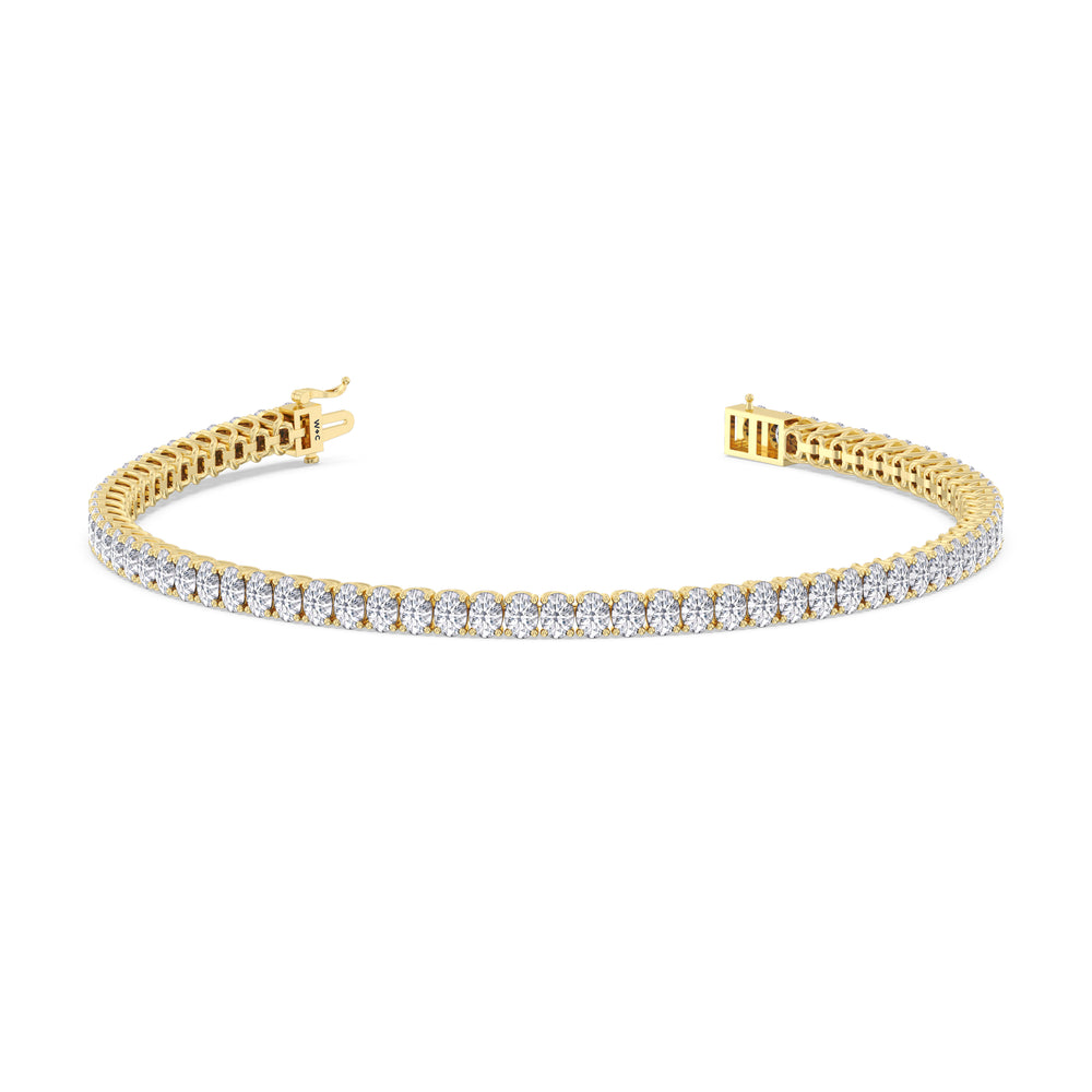 Oval Tennis Bracelet with 4 1/2 Cut Diamond in 14KT Yellow Gold view 2
