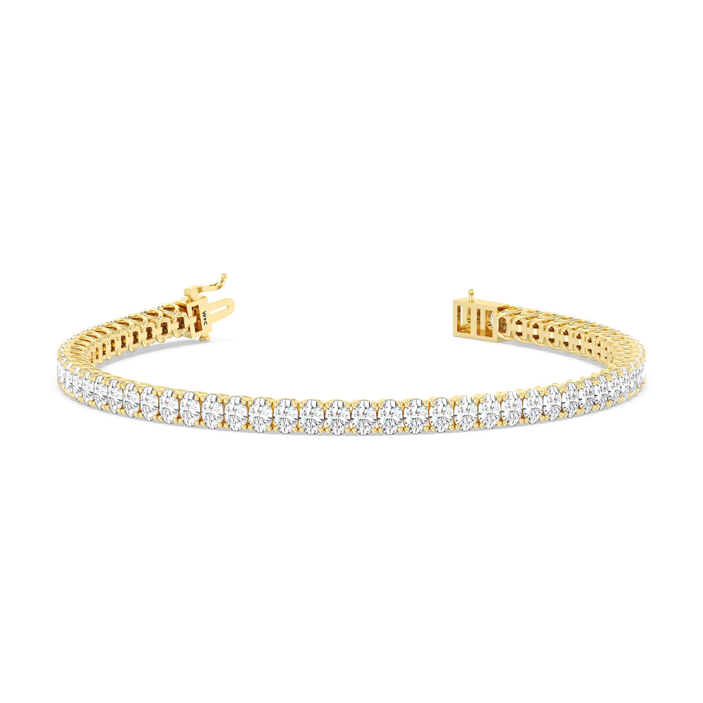 Oval Tennis Bracelet with 7 Cut Diamond in 14KT Yellow Gold view 2
