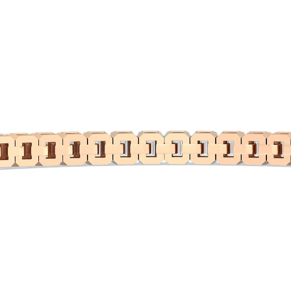 Emerald Tennis Bracelet with 3 Cut Diamond in 14KT Rose Gold view 8
