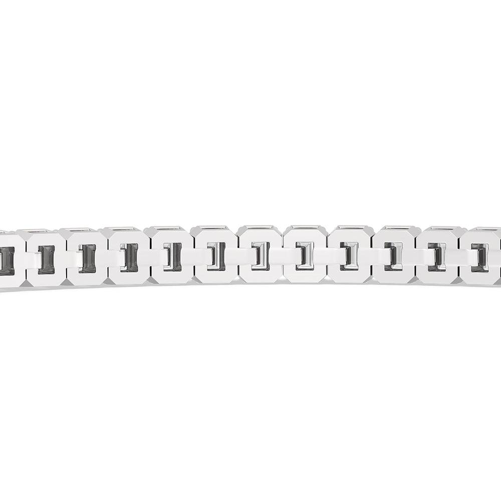 Emerald Tennis Bracelet with 3 Cut Diamond in 14KT White Gold view 8
