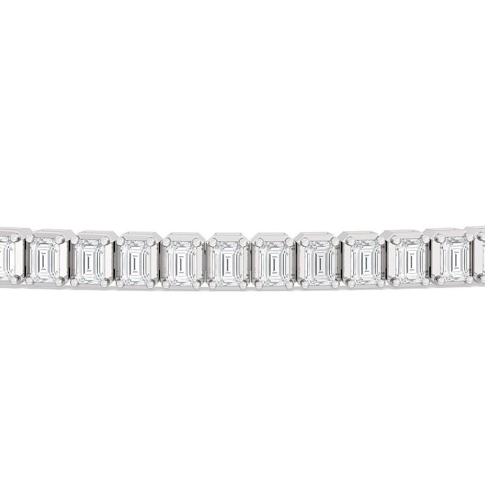 Emerald Tennis Bracelet with 3 Cut Diamond in 14KT White Gold view 6

