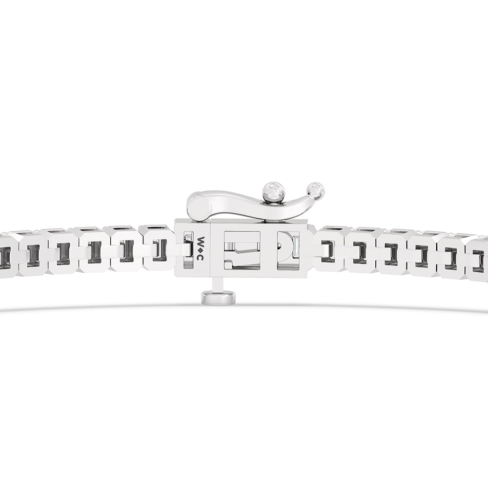 Emerald Tennis Bracelet with 3 Cut Diamond in 14KT White Gold view 7
