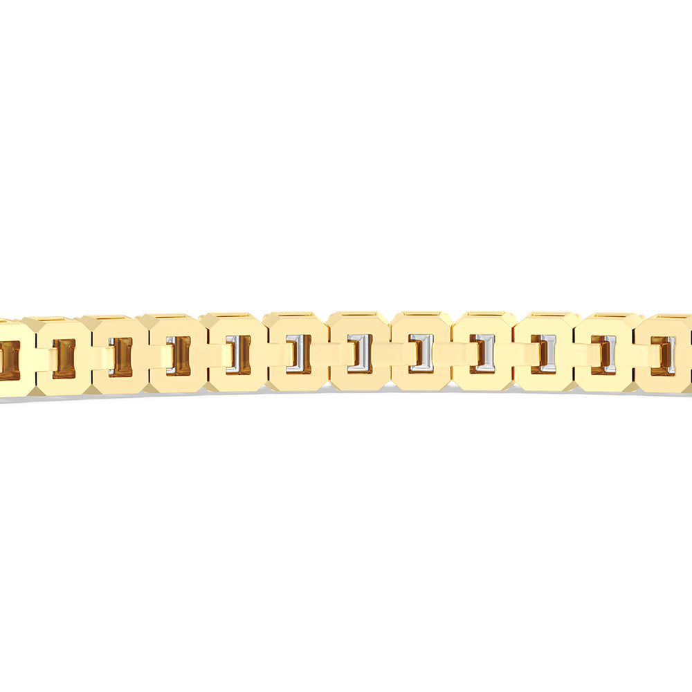 Emerald Tennis Bracelet with 3 Cut Diamond in 14KT Yellow Gold view 8
