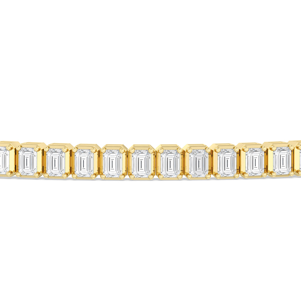 Emerald Tennis Bracelet with 3 Cut Diamond in 14KT Yellow Gold view 6
