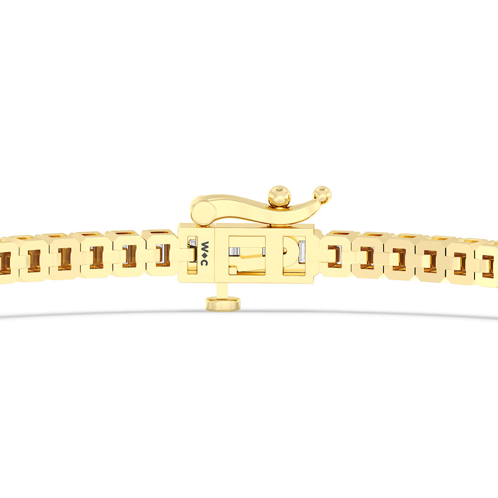 Emerald Tennis Bracelet with 3 Cut Diamond in 14KT Yellow Gold view 7
