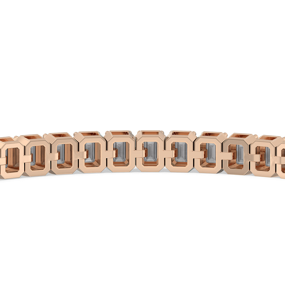 Emerald Tennis Bracelet with 5 Cut Diamond in 14KT Rose Gold view 8
