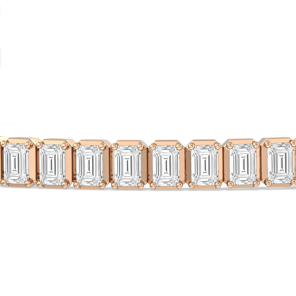 Emerald Tennis Bracelet with 5 Cut Diamond in 14KT Rose Gold view 6
