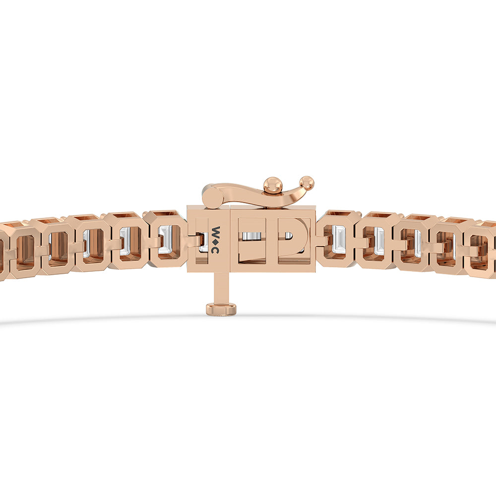 Emerald Tennis Bracelet with 5 Cut Diamond in 14KT Rose Gold view 7
