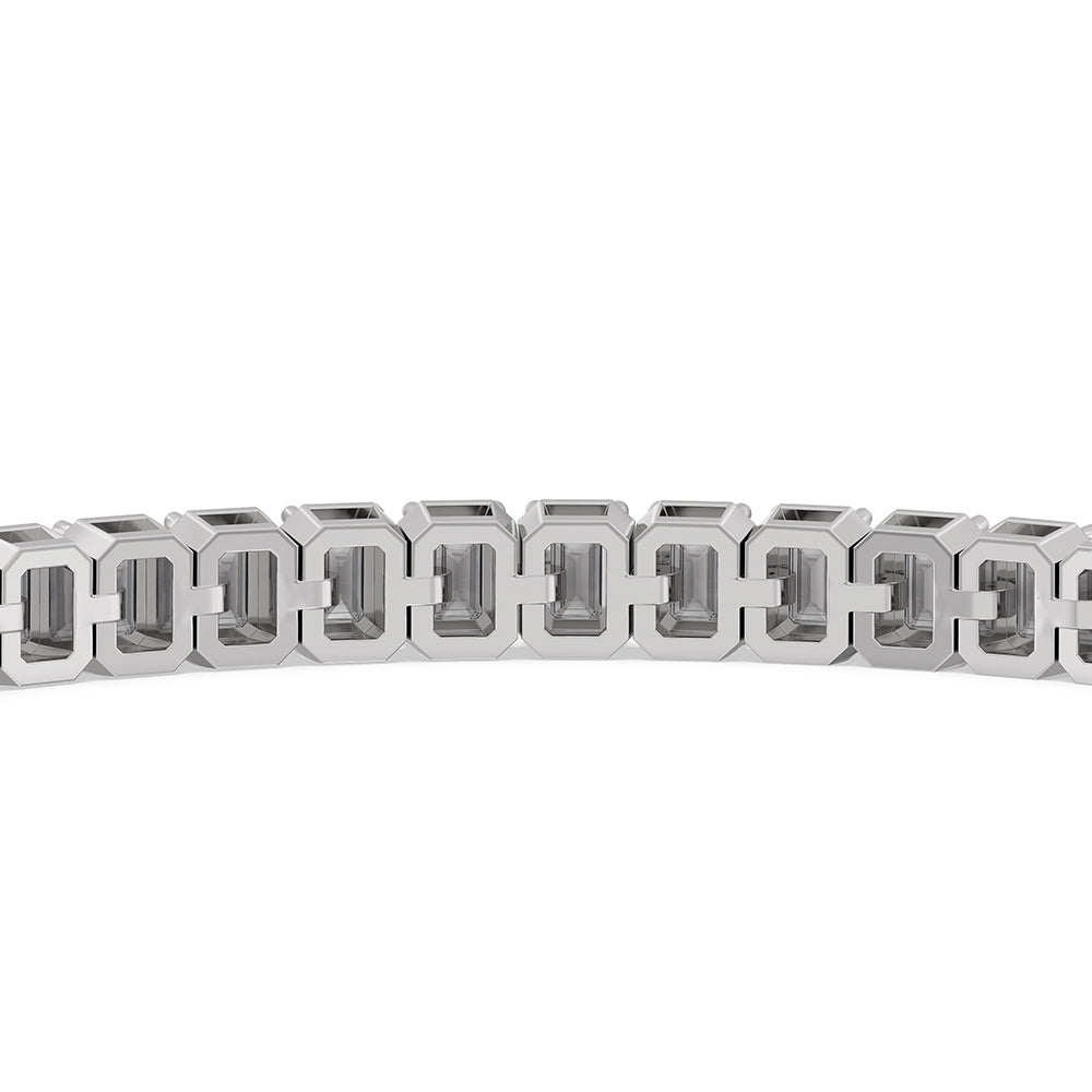 Emerald Tennis Bracelet with 5 Cut Diamond in 14KT White Gold view 8

