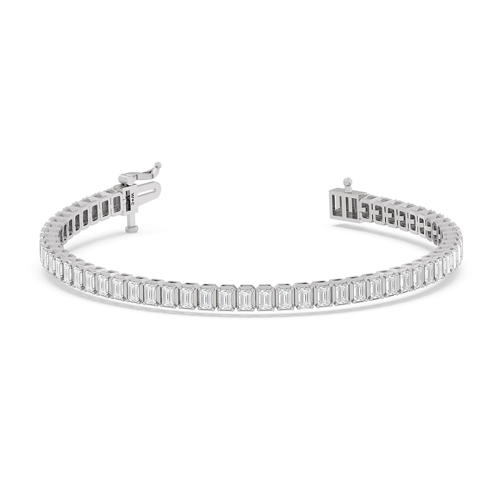 Emerald Tennis Bracelet with 5 Cut Diamond in 14KT White Gold view 2
