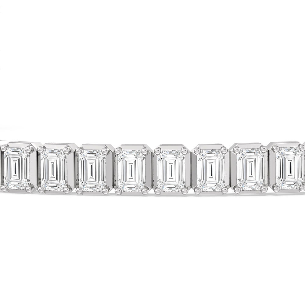Emerald Tennis Bracelet with 5 Cut Diamond in 14KT White Gold view 6
