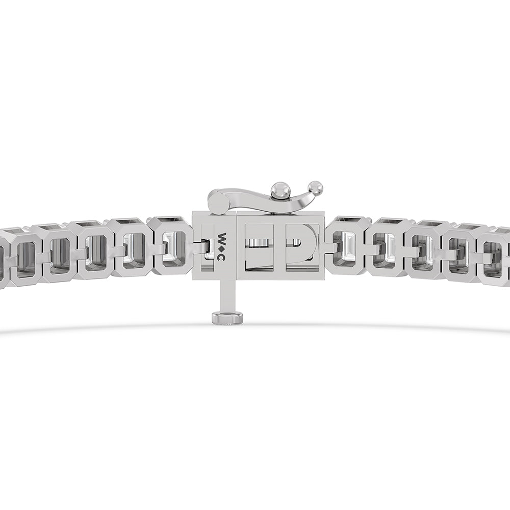 Emerald Tennis Bracelet with 5 Cut Diamond in 14KT White Gold view 7
