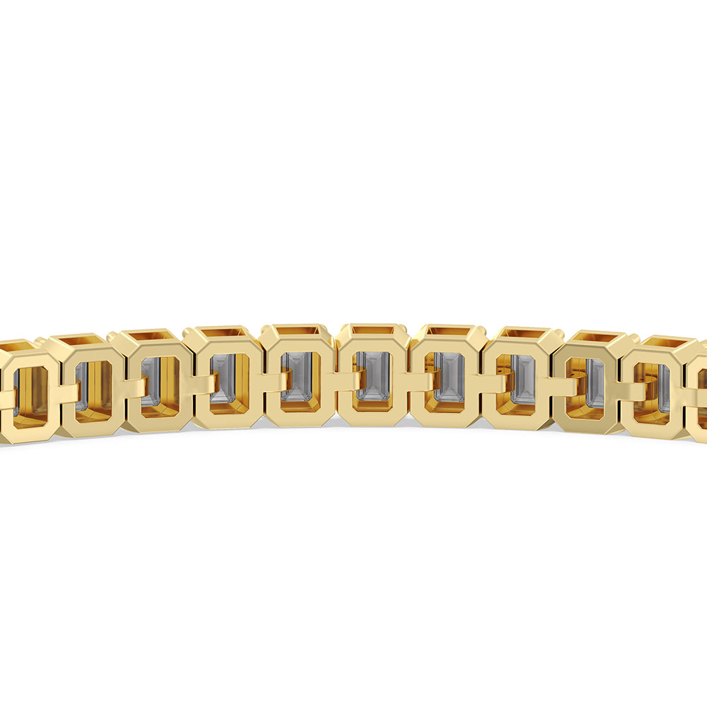 Emerald Tennis Bracelet with 5 Cut Diamond in 14KT Yellow Gold view 8
