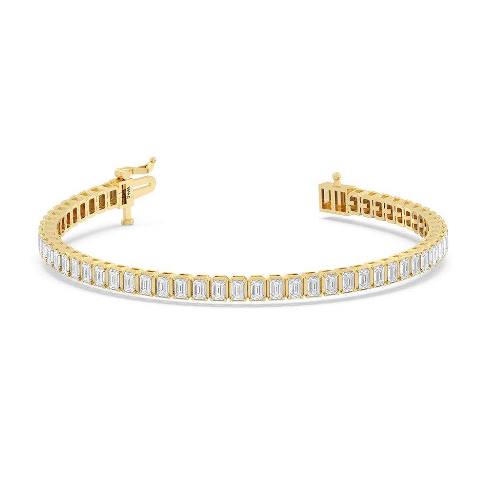 Emerald Tennis Bracelet with 5 Cut Diamond in 14KT Yellow Gold view 2
