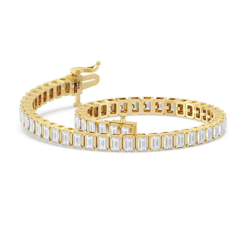 Emerald Tennis Bracelet with 5 Cut Diamond in 14KT Yellow Gold view 5

