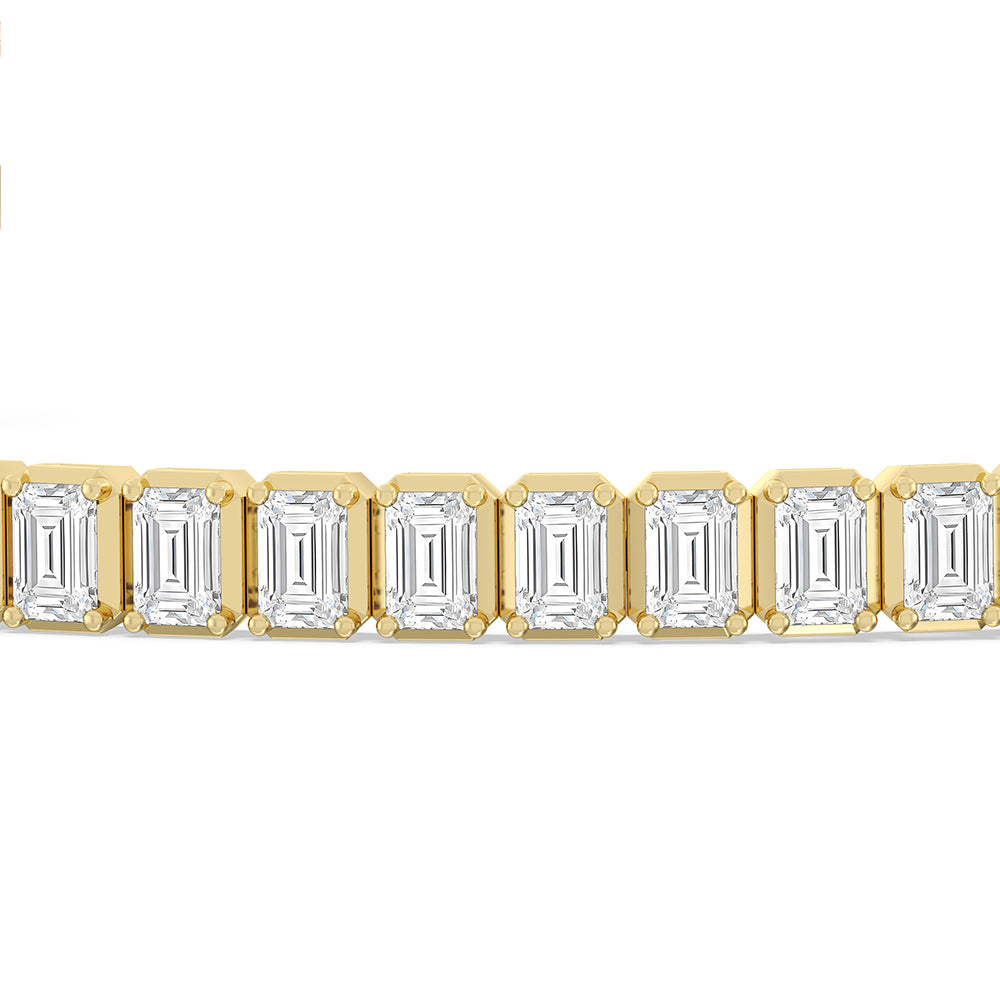 Emerald Tennis Bracelet with 5 Cut Diamond in 14KT Yellow Gold view 6
