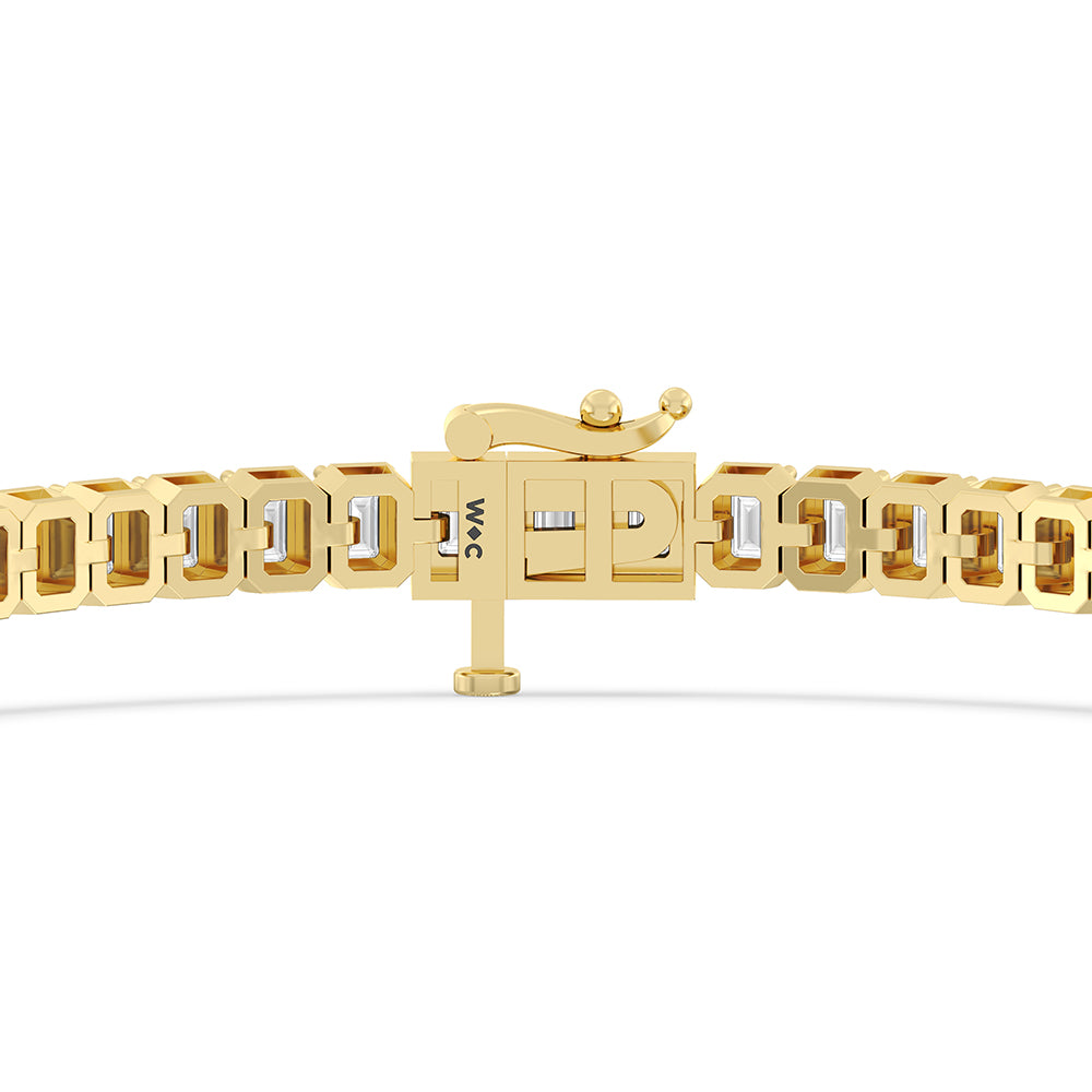 Emerald Tennis Bracelet with 5 Cut Diamond in 14KT Yellow Gold view 7
