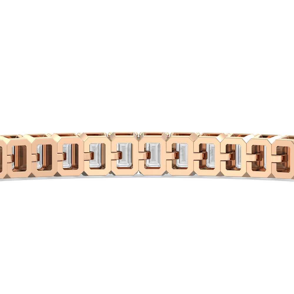 Emerald Tennis Bracelet with 7 Cut Diamond in 14KT Rose Gold view 8
