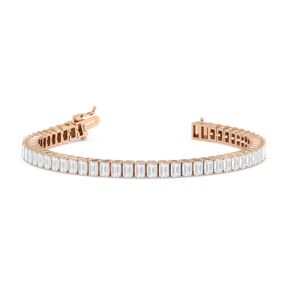 Emerald Tennis Bracelet with 7 Cut Diamond in 14KT Rose Gold view 2
