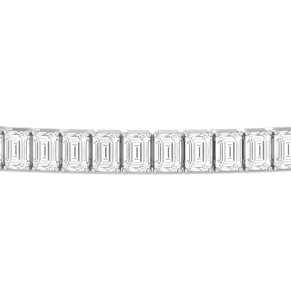 Emerald Tennis Bracelet with 7 Cut Diamond in 14KT White Gold view 6
