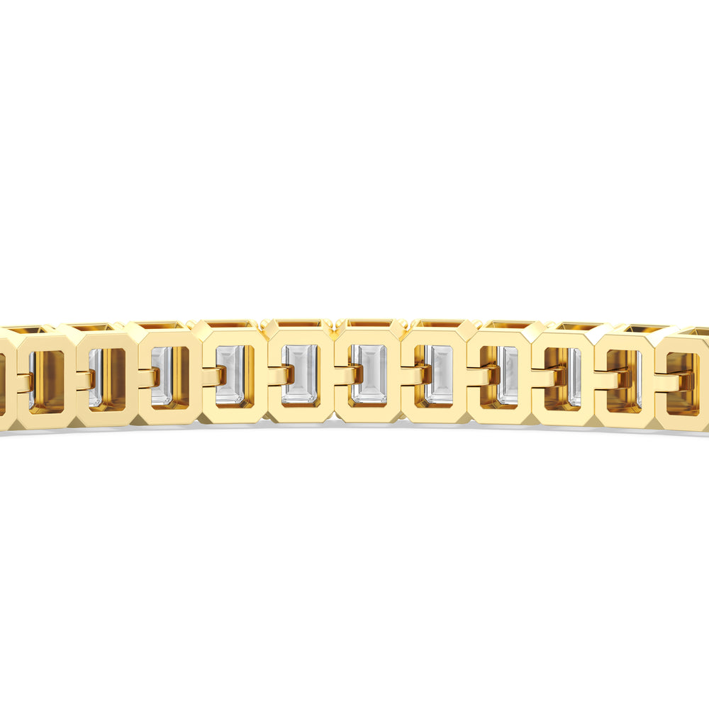 Emerald Tennis Bracelet with 7 Cut Diamond in 14KT Yellow Gold view 8

