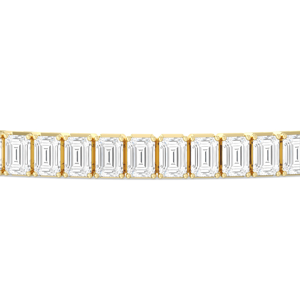 Emerald Tennis Bracelet with 7 Cut Diamond in 14KT Yellow Gold view 6
