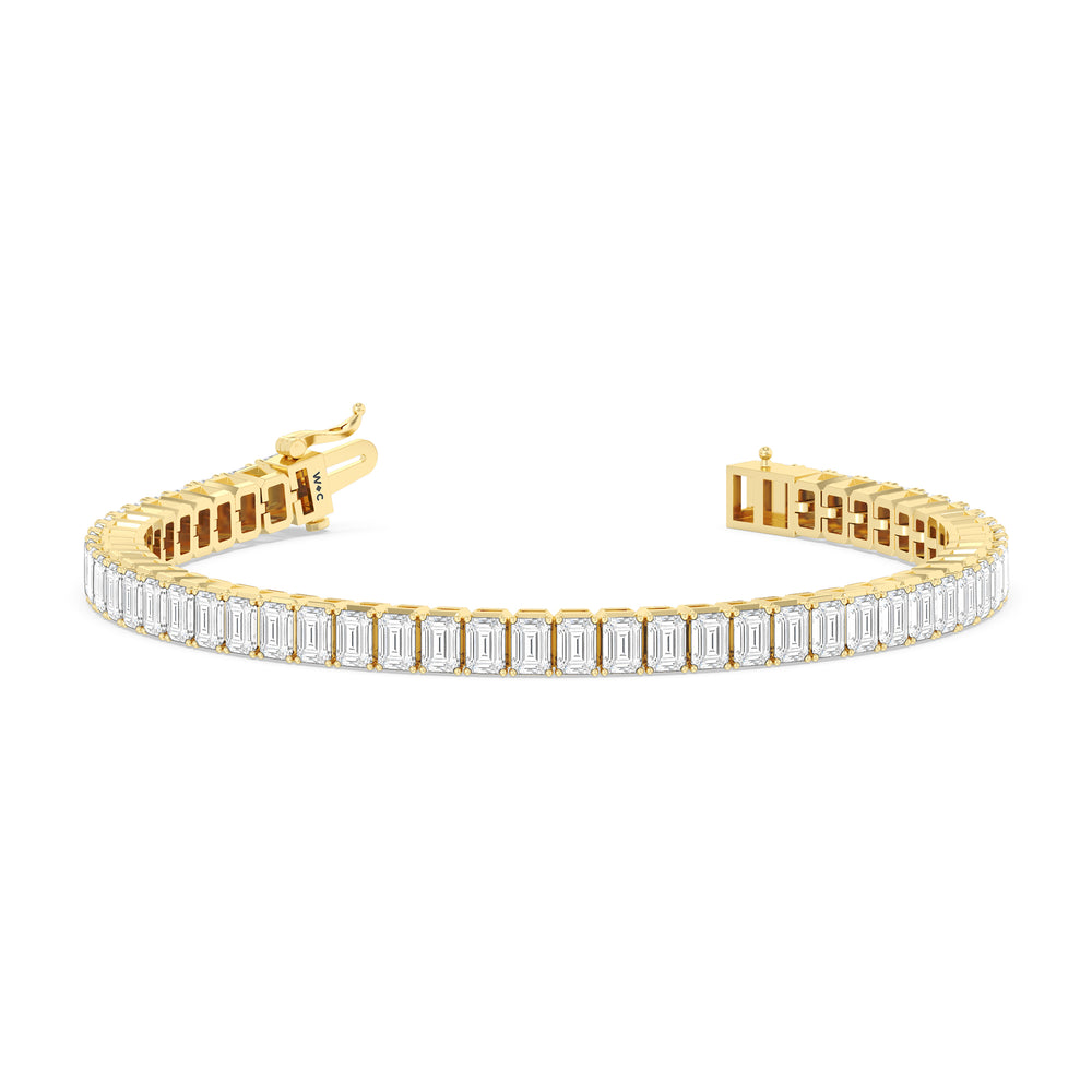 Emerald Tennis Bracelet with 7 Cut Diamond in 14KT Yellow Gold view 2
