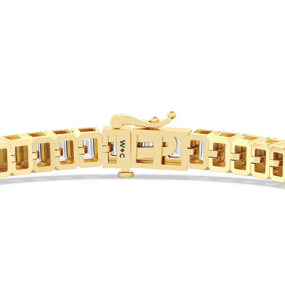 Emerald Tennis Bracelet with 7 Cut Diamond in 14KT Yellow Gold view 7
