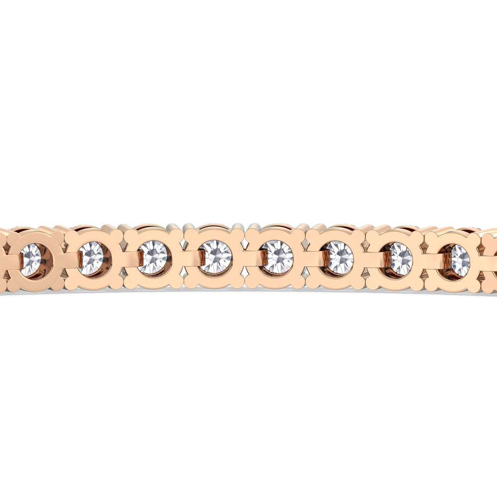 Four Prong Lab Diamond Tennis Bracelet with 7 Cut Diamond in 14KT Rose Gold view 8
