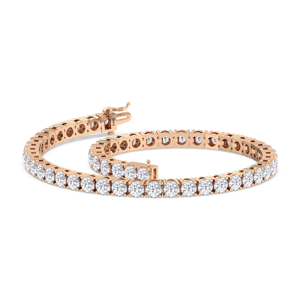 Four Prong Lab Diamond Tennis Bracelet with 7 Cut Diamond in 14KT Rose Gold view 5
