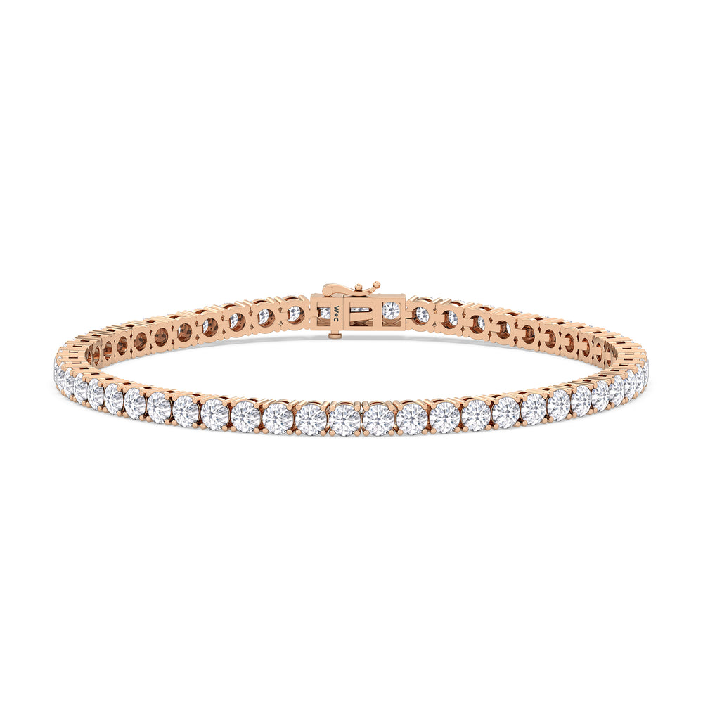 Four Prong Lab Diamond Tennis Bracelet with 7 Cut Diamond in 14KT Rose Gold view 1
