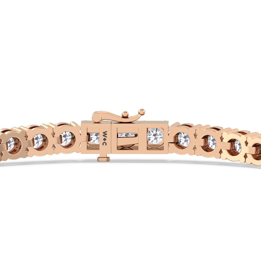 Four Prong Lab Diamond Tennis Bracelet with 7 Cut Diamond in 14KT Rose Gold view 7
