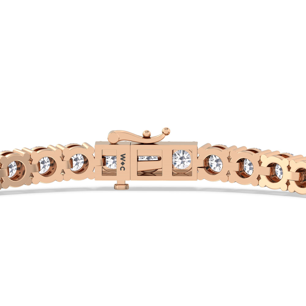 Four Prong Lab Diamond Tennis Bracelet with 7 Cut Diamond in 14KT Rose Gold view 7
