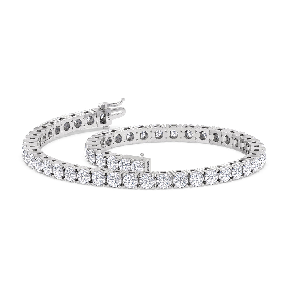 Four Prong Lab Diamond Tennis Bracelet with 7 Cut Diamond in 14KT White Gold view 5
