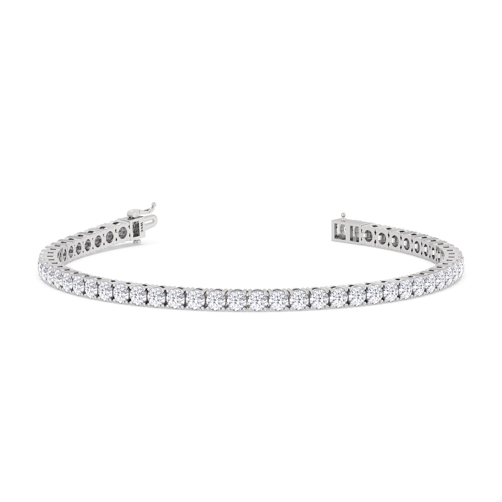 Four Prong Lab Diamond Tennis Bracelet with 7 Cut Diamond in 14KT White Gold view 2
