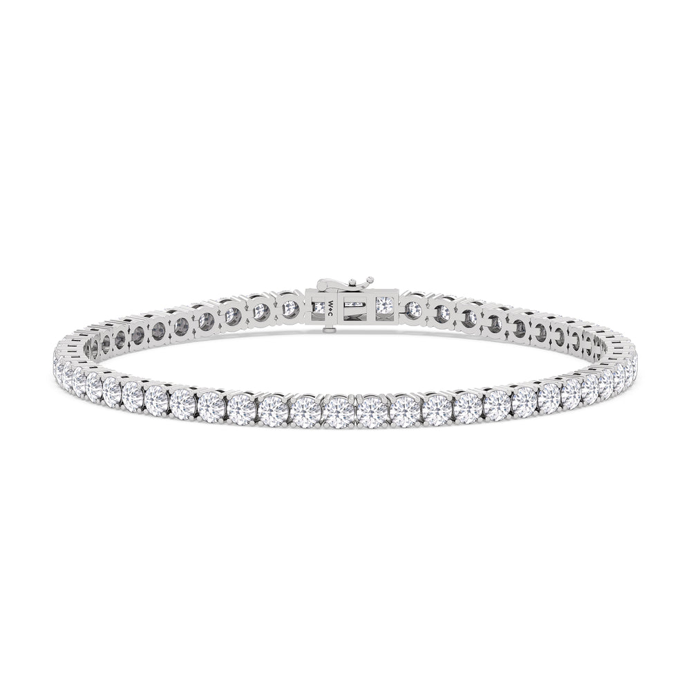 Four Prong Lab Diamond Tennis Bracelet with 7 Cut Diamond in 14KT White Gold view 1
