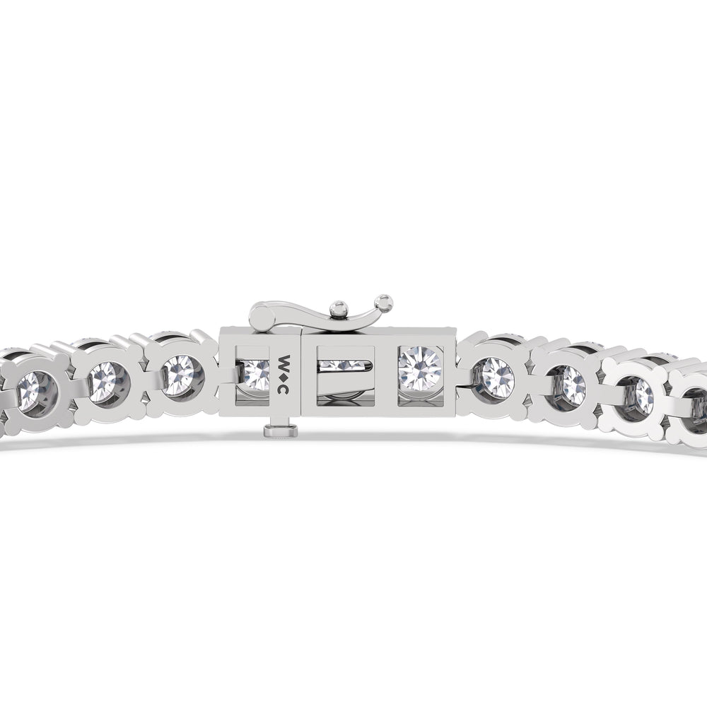 Four Prong Lab Diamond Tennis Bracelet with 7 Cut Diamond in 14KT White Gold view 7
