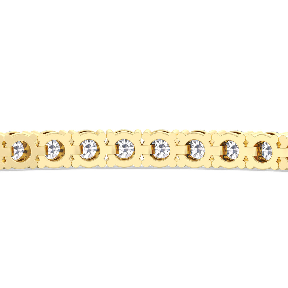 Four Prong Lab Diamond Tennis Bracelet with 7 Cut Diamond in 14KT Yellow Gold view 8
