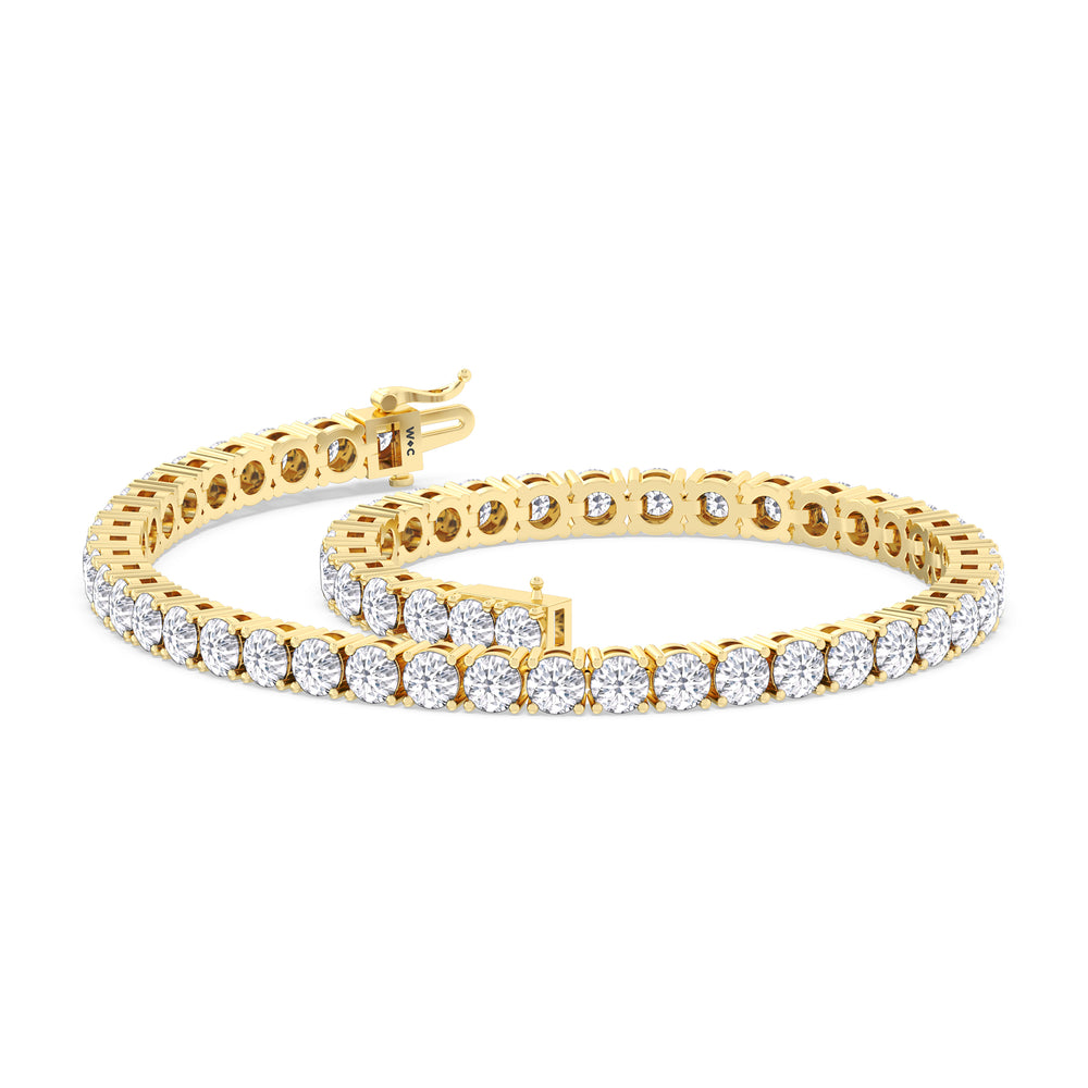 Four Prong Lab Diamond Tennis Bracelet with 7 Cut Diamond in 14KT Yellow Gold view 5
